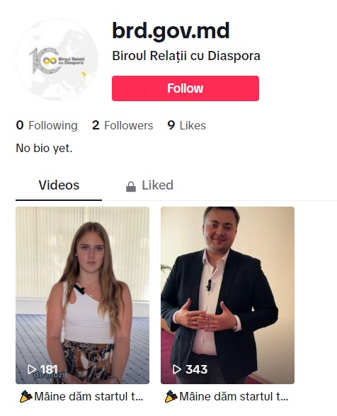 Activitatea Biroului relații cu diaspora poate fi urmărită și pe Tik Tok
