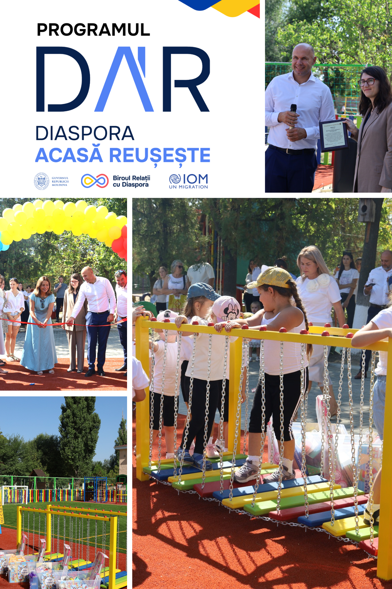 Teren de joacă realizat cu suportul diasporei în cadrul Programului DAR 1+3